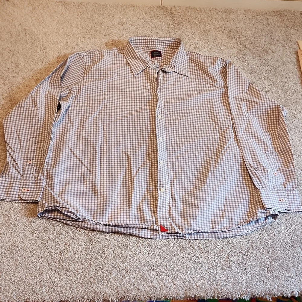 Untuckit 3X Large Gray And White Button Down LS Button Down Dress‎ Shirt